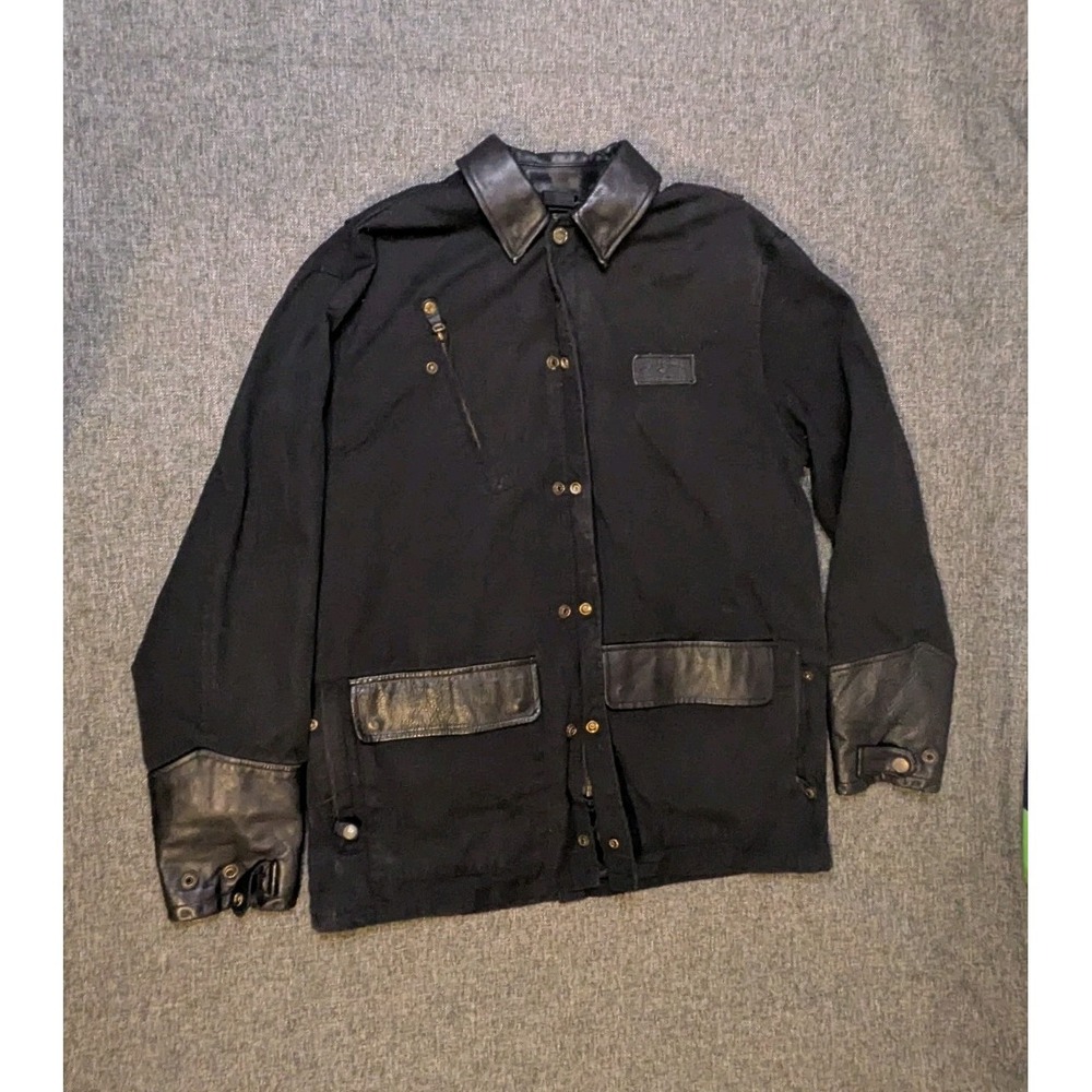 Harley Davidson Motorcycle Jacket Mens Medium Black Riding Zip Snap Leather Coat
